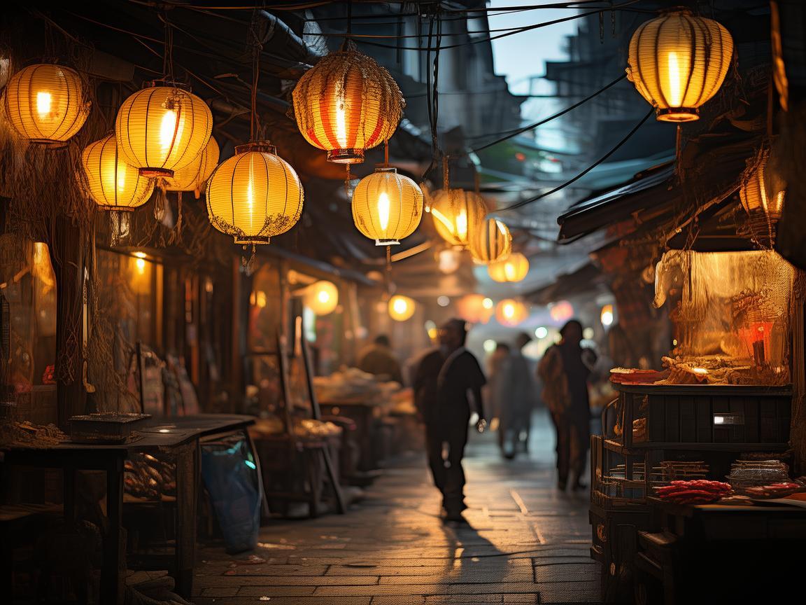 夜市街灯笼下的音乐旋律，如何通过环境音效增强音乐体验？