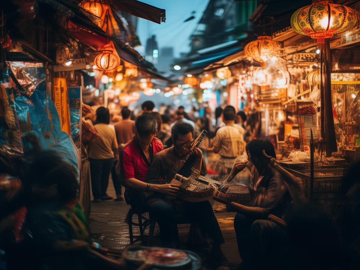 夜市小吃的音乐节奏，如何通过音乐营造氛围？
