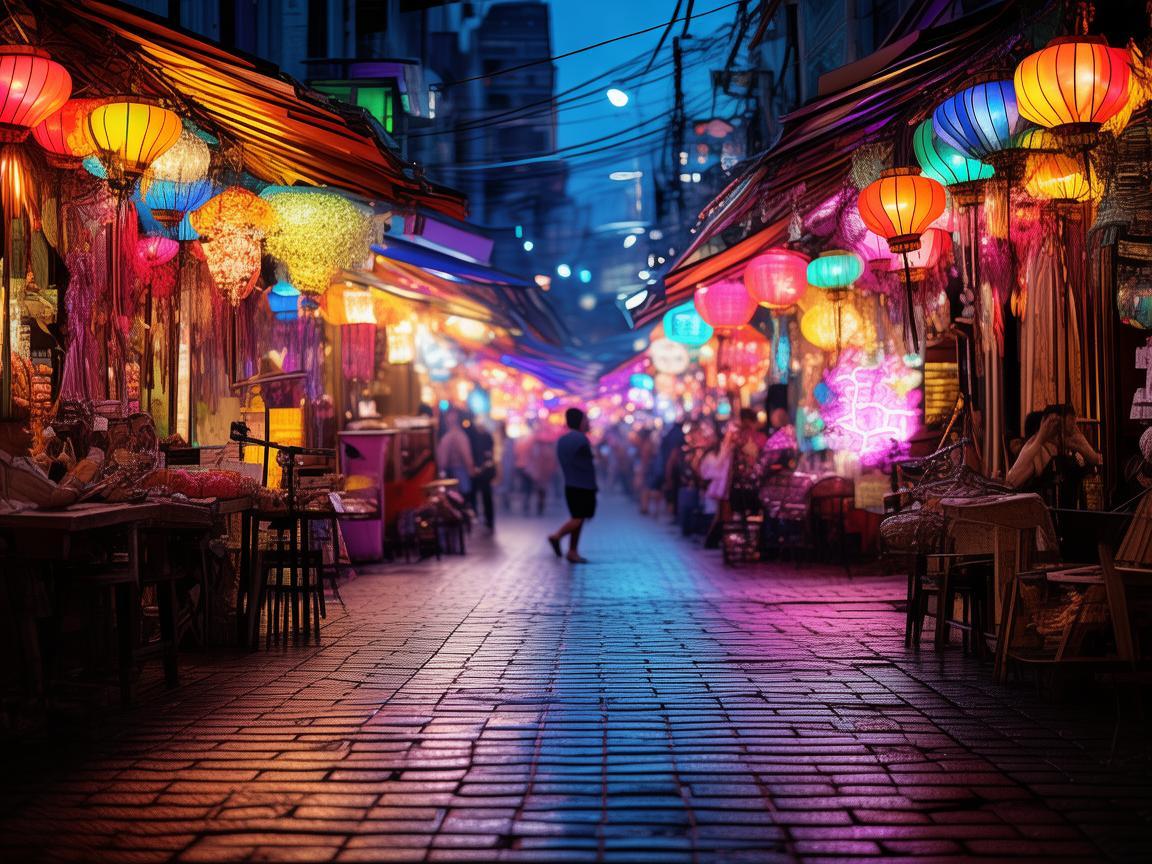夜市灯光秀，音乐与光影的交响曲