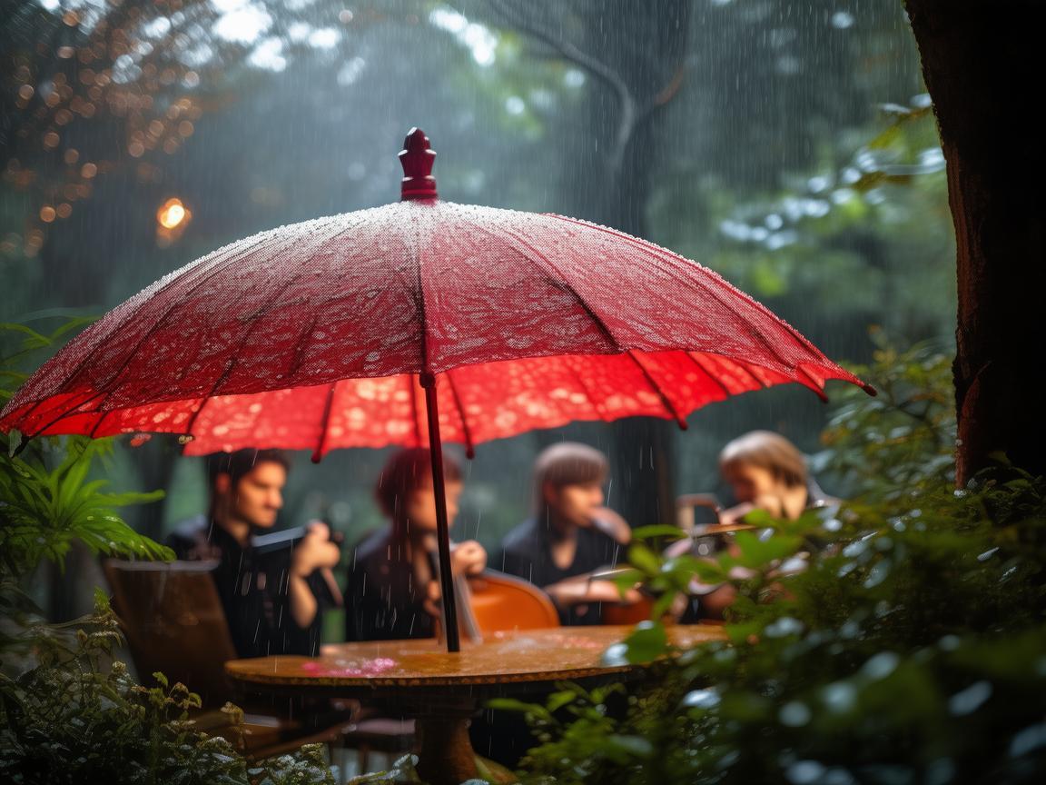 雨伞下的旋律，音乐会中的意外庇护