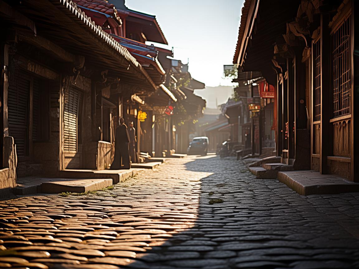 古镇街石板路上的音乐回响，传统与现代的交响
