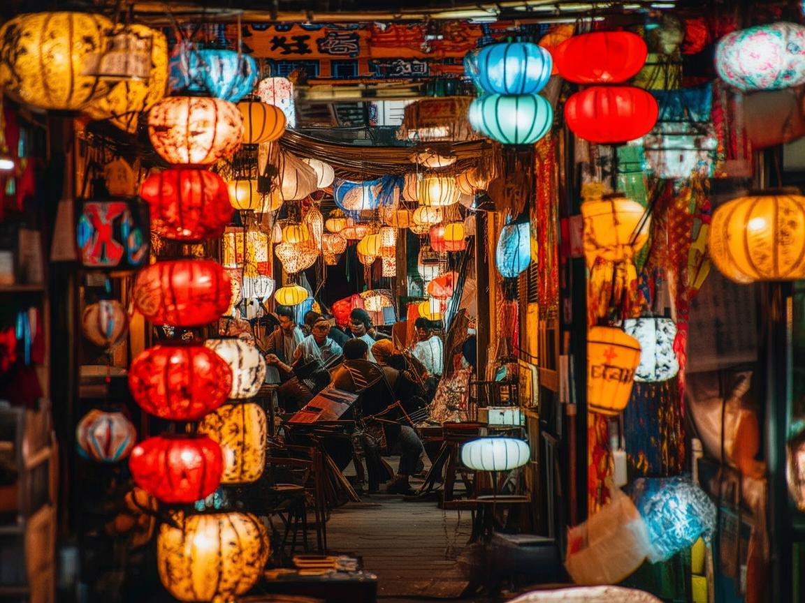 夜市摊位上的音乐回响 夜市摊位上的音乐回响