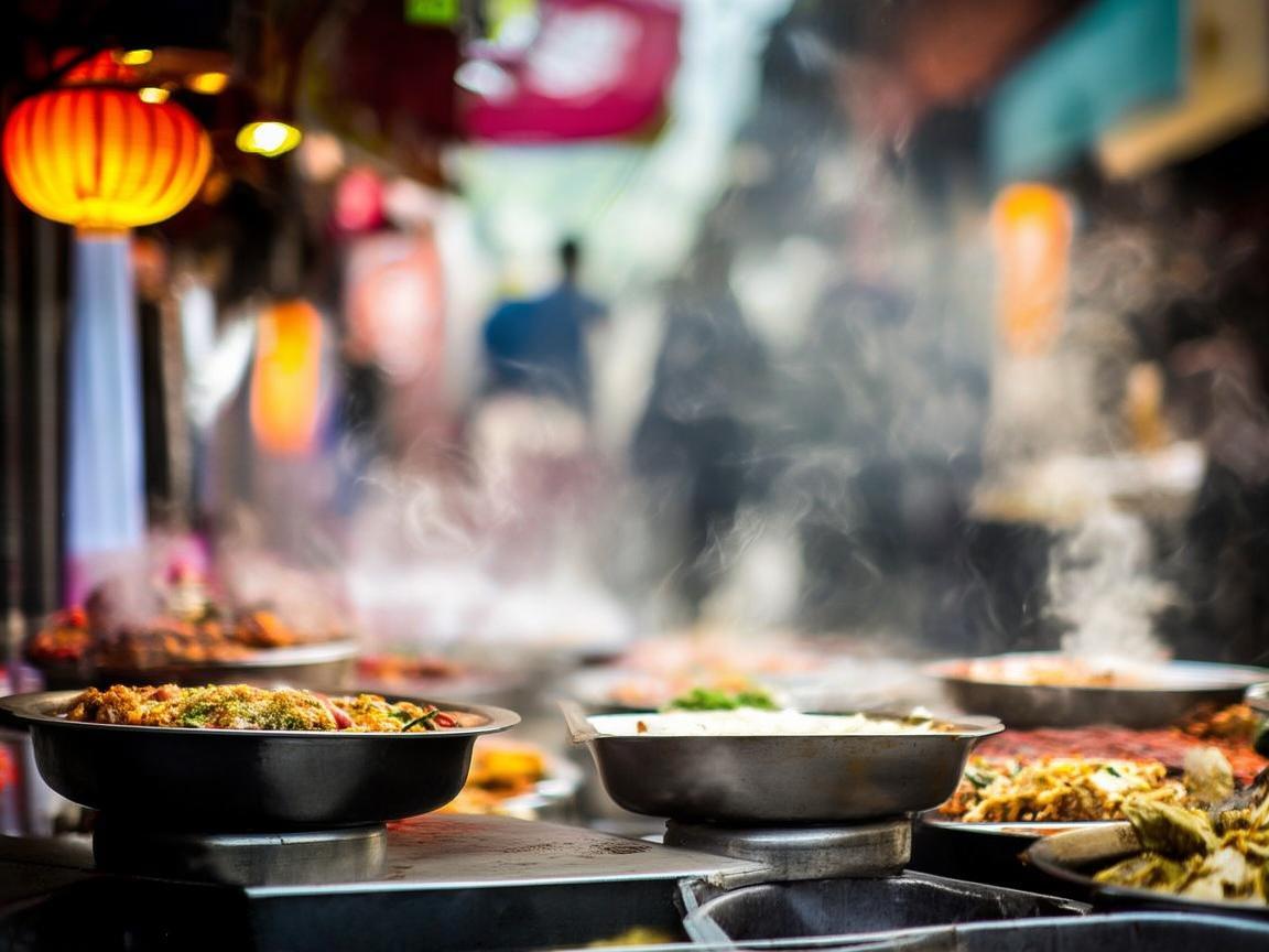 美食街的旋律，味蕾与音符的交织